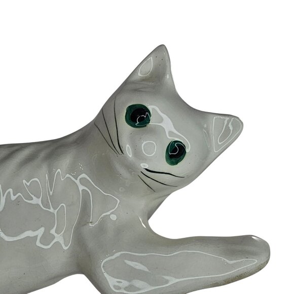 Vintage 1940s Camark Pottery White Climbing Cat Figurine 16" Mid-Century Modern - Picture 9 of 10